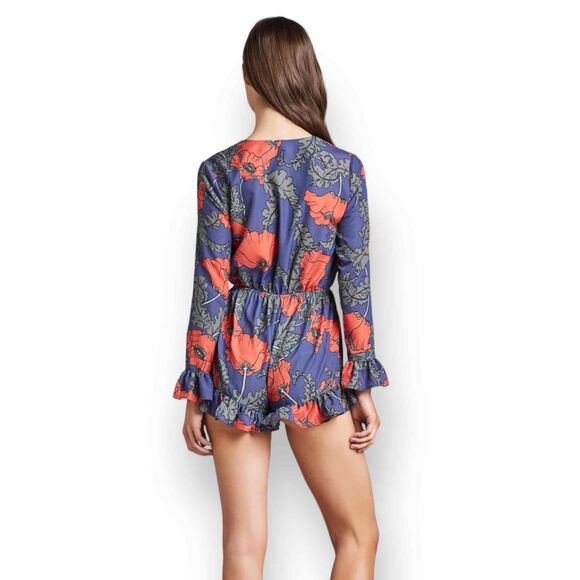 Tularosa Bishop Romper Blue Floral Long Sleeve Ruffle NWOT Size XS - Picture 3 of 6